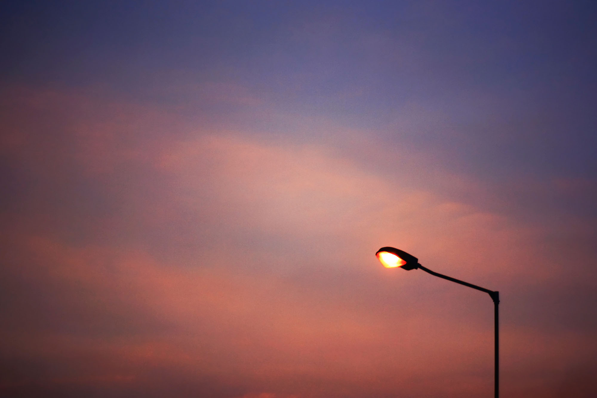 street lamp at sunset